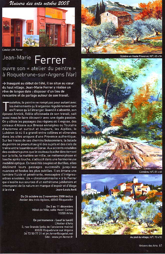 Jean Marie Ferrer artiste peintre à St Raphaël (Var)