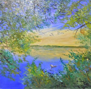 Jean Marie Ferrer artiste peintre de Provence, vente en ligne de tableaux à l'huile au couteau sur toile au couleurs de la Provence. Tableaux vendus en collection privée. Fenêtre sur le marais.