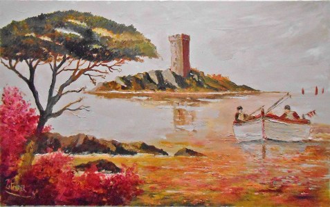 Jean Marie Ferrer artiste peintre de Provence, vente en ligne de tableaux à l'huile au couteau sur toile au couleurs de la Provence. Tableaux vendus en collection privée. L'ile d'Or près de St Raphaël.