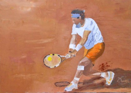Jean Marie Ferrer artiste peintre de Provence, vente en ligne de tableaux à l'huile au couteau sur toile au couleurs de la Provence. Tableaux représentant des personnages.  Tennisman.
