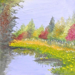 Jean Marie Ferrer artiste peintre de Provence, vente en ligne de tableaux à l'huile au couteau sur toile au couleurs de la Provence. Tableaux carrés sans châssis. REFLETS