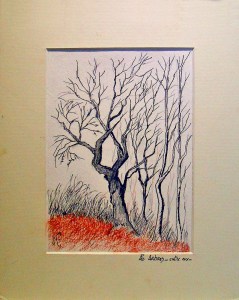 Jean-Marie Ferrer artiste peintre à Fréjus St Raphaël en Provence, aquarelle, dessin aquarellé LES ARBRES EN HIVER