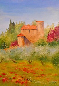 Jean Marie Ferrer artiste peintre de Provence, vente en ligne de tableaux à l'huile au couteau sur toile au couleurs de la Provence. Le pigeonnier