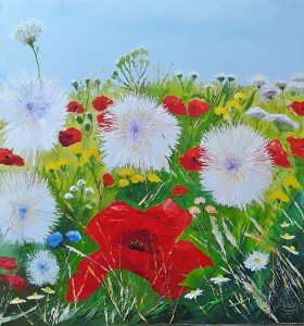 Jean Marie Ferrer artiste peintre de Provence, vente en ligne de tableaux à l'huile au couteau sur toile au couleurs de la Provence. Bouquet champêtre