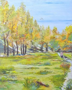 Jean Marie Ferrer artiste peintre de Provence, vente en ligne de tableaux à l'huile au couteau sur toile au couleurs de la Provence. Balade en forêt 