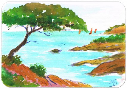 Artiste peintre de Provence, vente de cartes postales. "Marine"