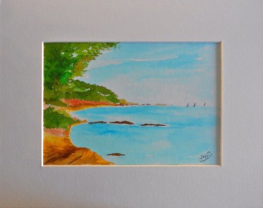 Jean-Marie Ferrer artiste peintre à Fréjus St Raphaël en Provence, aquarelle, dessin aquarellé  LA PLAGE