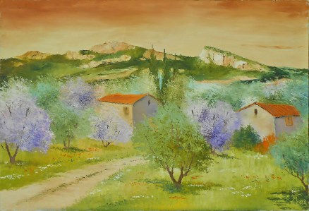 Jean Marie Ferrer artiste peintre de Provence, vente en ligne de tableaux à l'huile au couteau sur toile au couleurs de la Provence.Bonjour printemps.
